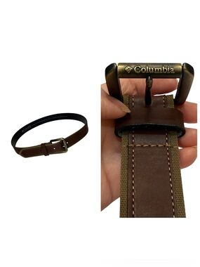 Columbia Brown Leather on Canvas Men’s Goose Lake Belt Sz 42